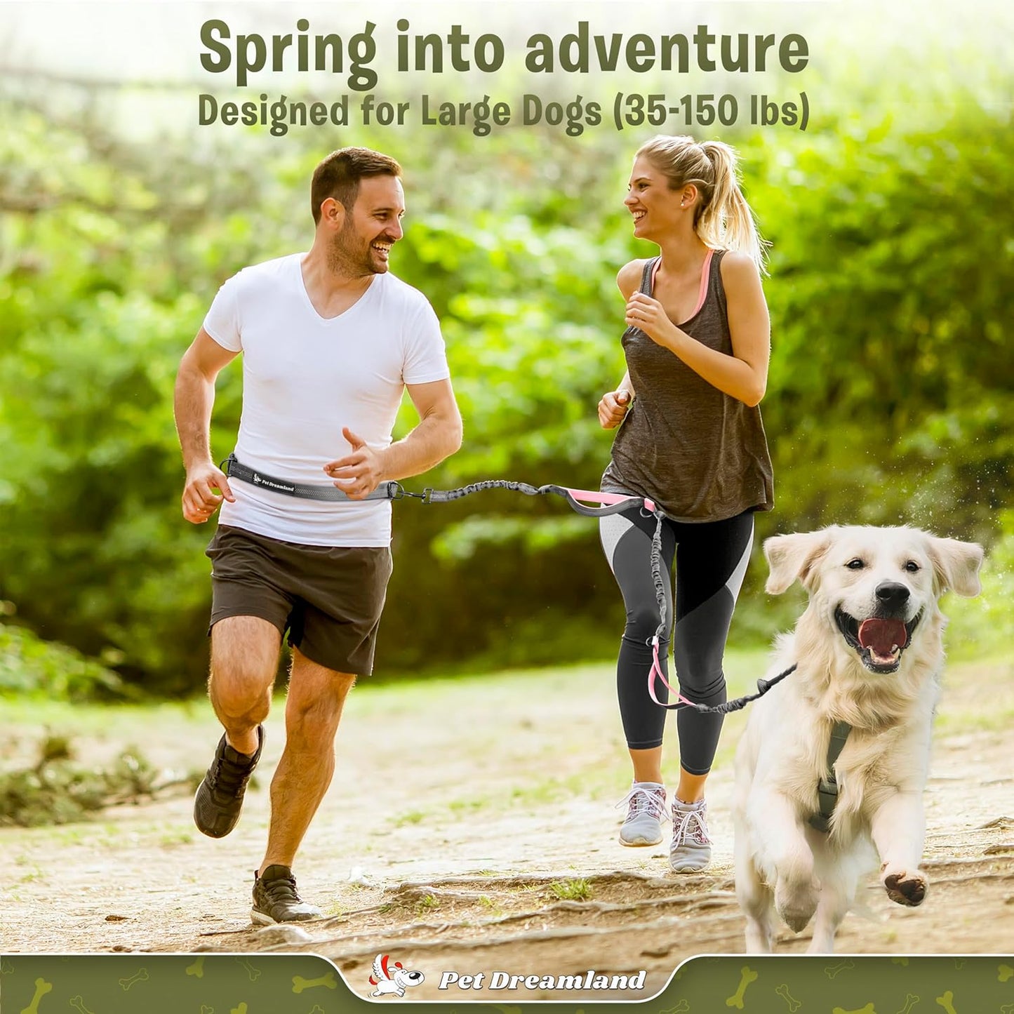 Exquisite Handsfree Dog Leash for Large Dogs. Ultimate Comfort & Freedom for Walking and Hiking. Premium Quality, Durable & Versatile Waist Belt. Your Dog Will Love This Running Leash.