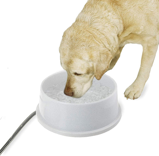Thermal-Bowl Heated Water Bowl for Cats & Dogs Outside, Safety Listed Outdoor Heated Dog Dish for Pets, Automatic No Freeze, anti Chewy Cord - 1.5 Gallons Granite 25W